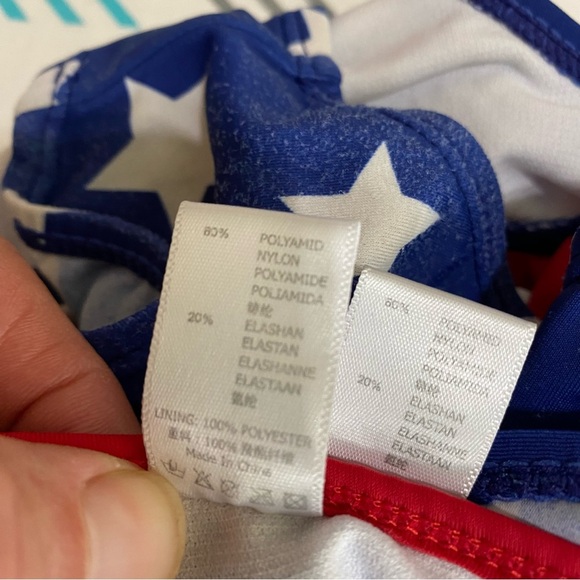 Girls Stars & Stripes USA Patriotic Ruffle Bikini - Picture 3 of 5